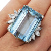 18ct Emerald Cut Aquamarine Vintage Cocktail Ring