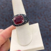 6.7ct Cushion Cut Ruby Bold Paved Ring
