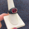 6.7ct Cushion Cut Ruby Bold Paved Ring