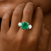 12ct Asscher Cut Emerald Three Stone Engagement Ring
