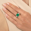 12ct Asscher Cut Emerald Three Stone Engagement Ring