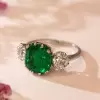 12ct Asscher Cut Emerald Three Stone Engagement Ring