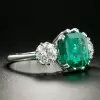 12ct Asscher Cut Emerald Three Stone Engagement Ring