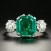 12ct Asscher Cut Emerald Three Stone Engagement Ring