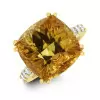 12.6ct Cushion Cut Yellow Sapphire Engagement Ring