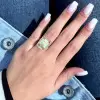 8.4ct Emerald Cut Aquamarine Pink Halo Cocktail Ring