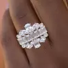 Pear and Baguette Cut White Sapphire Cocktail Ring