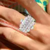 Pear and Baguette Cut White Sapphire Cocktail Ring