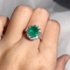 2ct Oval Cut Emerald Vintage Halo Engagement Ring