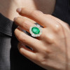 2ct Oval Cut Emerald Vintage Halo Engagement Ring