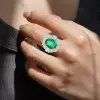 2ct Oval Cut Emerald Vintage Halo Engagement Ring