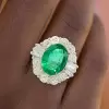 2ct Oval Cut Emerald Vintage Halo Engagement Ring