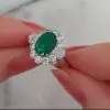 2ct Oval Cut Emerald Vintage Halo Engagement Ring