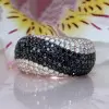 11MM Wide Paved White and Sapphire Band