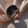 Classic White-Black Paved Bold Ring