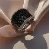 Classic White-Black Paved Bold Ring