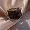 Classic White-Black Paved Bold Ring