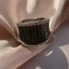 Classic White-Black Paved Bold Ring