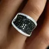 Classic White-Black Paved Bold Ring