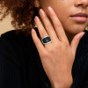 Classic White-Black Paved Bold Ring