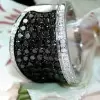Classic White-Black Paved Bold Ring
