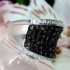 Classic White-Black Paved Bold Ring