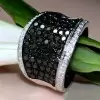Classic White-Black Paved Bold Ring