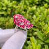 9.8ctw Ruby and White Sapphire Cluster Cocktail Ring
