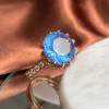 10ct Round Cut Light Sapphire Blue Engagement Ring