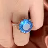 10ct Round Cut Light Sapphire Blue Engagement Ring