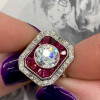 Round Cut Art-Deco Halo Vintage Engagement Ring