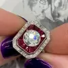 Round Cut Art-Deco Halo Vintage Engagement Ring