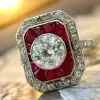 Round Cut Art-Deco Halo Vintage Engagement Ring