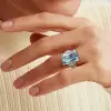 14ct Emerald Cut Light Aquamarine Cocktail Ring