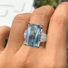 14ct Emerald Cut Light Aquamarine Cocktail Ring