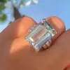 14ct Emerald Cut Light Aquamarine Cocktail Ring