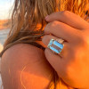 14ct Emerald Cut Light Aquamarine Cocktail Ring