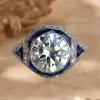 Art-Deco 3.8ct Round Cut Engagement Ring