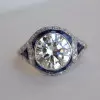 Art-Deco 3.8ct Round Cut Engagement Ring