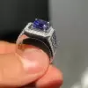 3.8ct Round Cut Sapphire Unisex Engagement Ring