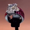 6ct Emerald Cut White Sapphire Ruby Ring
