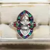 Art Deco Pear Cut Two Stone Engagement Ring