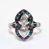 Art Deco Pear Cut Two Stone Engagement Ring