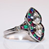 Art Deco Pear Cut Two Stone Engagement Ring