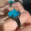 12ct Princess Cut Paraiba Bold Paved Cocktail Ring