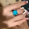12ct Princess Cut Paraiba Bold Paved Cocktail Ring