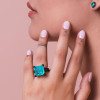 12ct Princess Cut Paraiba Bold Paved Cocktail Ring
