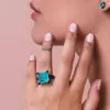 12ct Princess Cut Paraiba Bold Paved Cocktail Ring