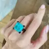 12ct Princess Cut Paraiba Bold Paved Cocktail Ring