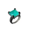 12ct Princess Cut Paraiba Bold Paved Cocktail Ring